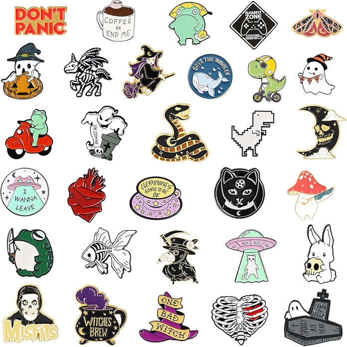 20/40/50 PCS Cute Enamel Backpack Pins, Funny Enamel Pins Bulk Set Cool Button Pins Aesthetic Brooch Lapel Pins Anime for Backpacks, Jackets, Hats, Kids, Girls