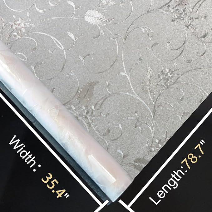 Window Privacy Film Decorative for Front Door, Bathroom Static Cling Stained Glass Sticker Opaque Heat Control UV Blocking Non-Adhesive for Home Windows 35.4 x 78.7 inches Horsetail