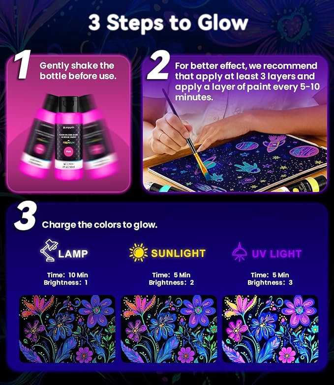 52 PCS Classic & Pastel & Glow in the Dark Acrylic Paint Set with 12 Brushes, 2 Knives & Palette, 36 Colors Art Craft Paint for Beginners, Halloween Pumpkin Canvas Ceramic Rock Painting Kit