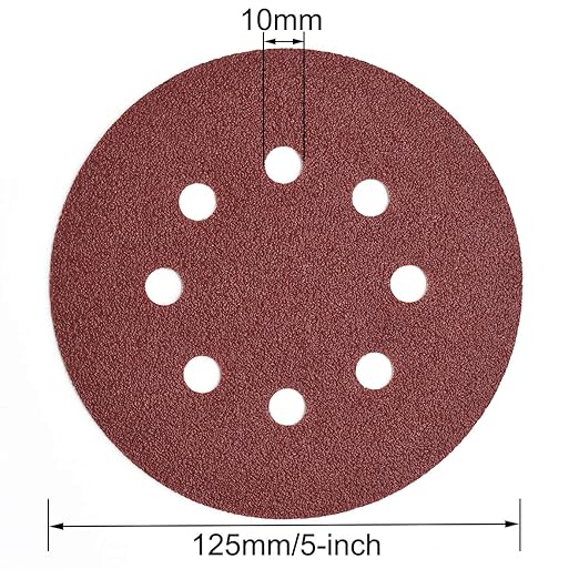 5-Inch 8-Hole Hook and Loop Sanding Discs, 40/80/120/180/240/320/400 Assorted Grits Sandpaper for Random Orbit Sander, 105-Pack