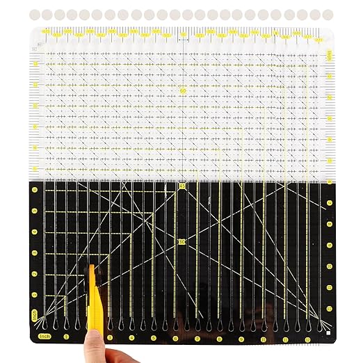 Quilting Ruler 12.5“* 12.5“ -Slotted Ruler for Precise Fabric Cutting, Stripology Ruler for Quilting