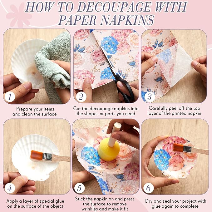Crtiin 20 Pack Assorted Floral Napkins for Decoupage Toilet Napkins Flower Cocktail Decorative Paper for Birthday Party Beautiful Gorgeous, 20 Styles Each 6.5 inches(Style 5)