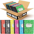 PARTH iMPEX 12 Pack Bulk Composition Notebooks Wide Ruled, 200 Pages (100 Sheets), 9-3/4 x 7-1/2, Hard Cover Wide Ruled Notebooks in 6 Assorted Colors, Composition Notebook For School College Office