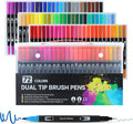 72 Colors Dual Tip Markers Set, Water-Based Ink Brush & Chisel Double Tipped Art Markers for Kids Adults Beginners & Artists in Sketching, Coloring, Note-taking