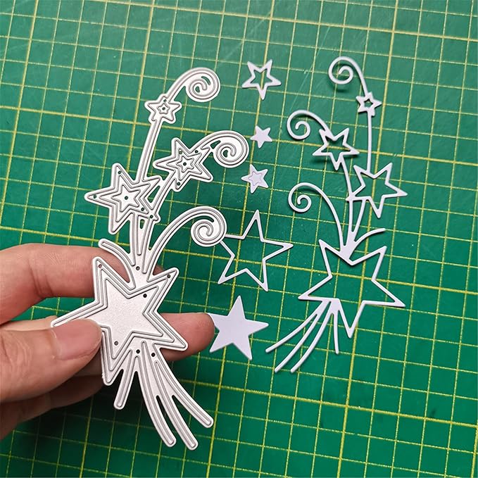 Metal Cutting Dies DIY Embossing Stencil Template Scrapbooking Card Making Mold Photo Album Arts Crafts Tools (Star Ribbon-5.6x12.7cm)