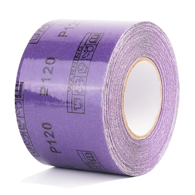 100 Grit PSA Purple Film Ceramic Sandpaper Roll, 2-3/4" Wide Continuous 10 Yard Longboard Sanding Roll Wet Dry Sanding Blocks Self Adhesive Sticky Back Sanding Sheets for Woodworking Automotive