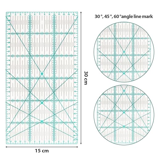 MANUFORE 15 x 30cm Sewing Acrylic Ruler Anti-Slip Metric Ruler DIY Quilting Tools with Clear Printed Lines for Precise Cutting