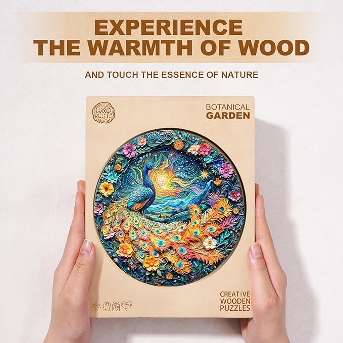 Wooden Puzzles for Adults,Peacock Puzzle, Unique Shaped Wooden Jigsaw Puzzles for Adults, Family Puzzle(13.4 * 13.4 in 300pcs)