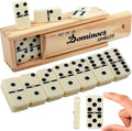 Smilejoy Dominoes Set for Adults, Domino Set for Classic Board Games, Double 6 Domino Game Set 28 Pieces with Natural Wood Case (2 Players)