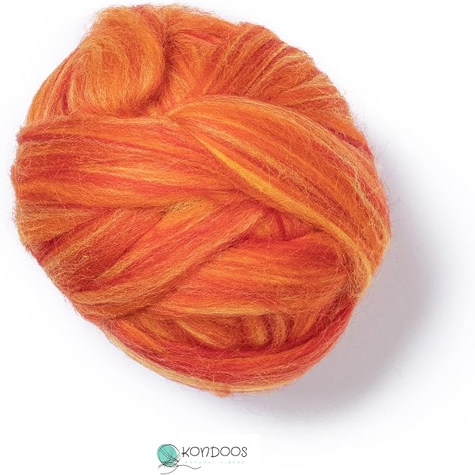 Multi Colored Natural Wool roving, 1 lb. Best Wool for Needle Felting, Wet Felting, handcrafts and Spinning. (Dawn, 1lb)