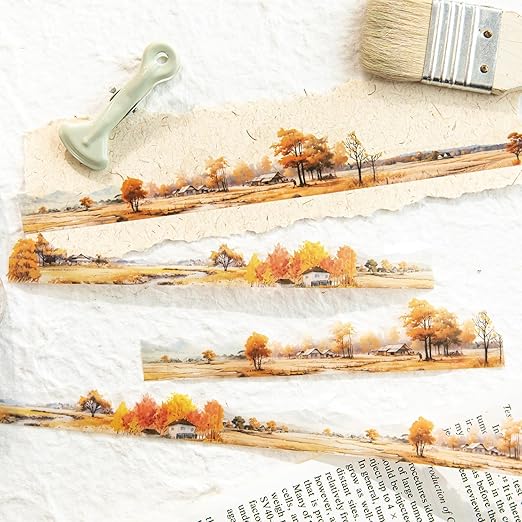 6 Rolls Landscape PET Tape,Transparent Nature Stickers for Scrapbook Supplies,Diaries,DIY Craft,Junk Journal,Album,Journaling(Mountain)
