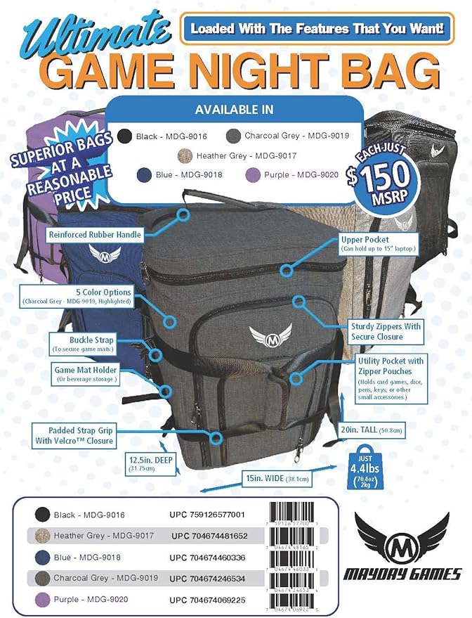 Ultimate Board Game Travel Bag – Durable Storage Case for Up to 10 Games, Water-Resistant, Adjustable Strap & Handles – Perfect for Game Nights, Conventions & Tournaments (Parent) (Charcoal Grey)