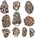 Royal Kraft Floral Wooden Printing Stamps (Set of 10) - DIY Henna Fabric Textile Paper Clay Pottery Blocks Htag2172