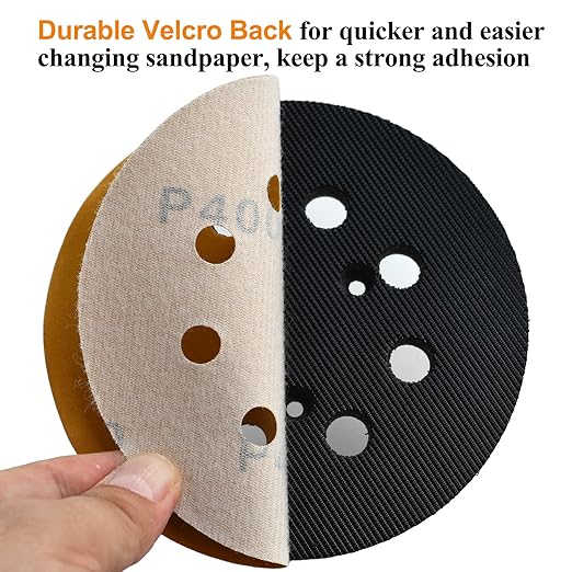 5-Inch 8-Hole Hook and Loop Sanding Discs 400-Grit Random Orbit Sandpaper, 100-Pack