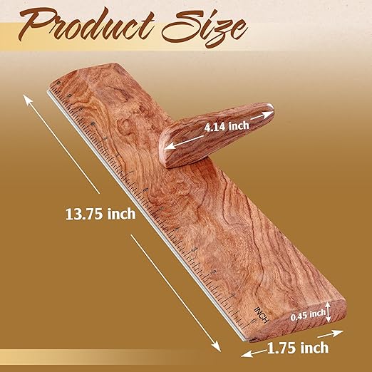 SAVINA Safety Ruler with Handle & Stainless Steel Edge - 13in Handmade Hardwood Ruler for Quilting, Sewing, Fabric, Paper & Leather Crafts - Comfortable Grip for Precision Tailoring & DIY Projects