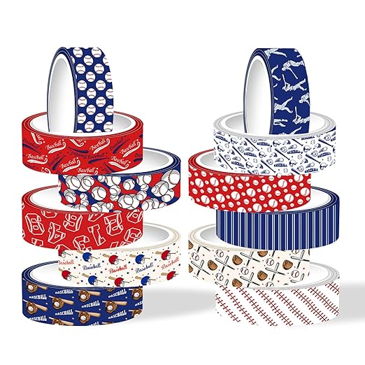 12 Rolls Baseball Washi Tape, Sport Masking Tape, Stadium Decorative Tapes for Scrapbook Journals Envelope DIY Craft Birthday Thanksgiving Christmas Party Gift Wrapping Supplies 16.4FT