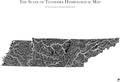 Muir Way Hydrological River Map of Tennessee - Watershed Topographic Wall Art for Home, Office, or Travel Decor - Unframed Flat Paper Print, 18x24