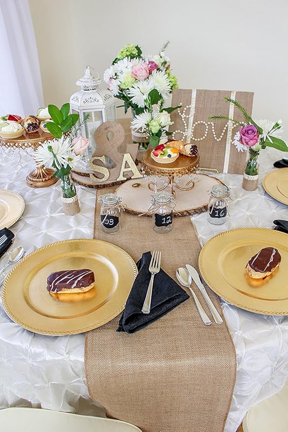 14" x 10yd NO-FRAY Burlap Roll ~ 3 - 5 Table Runners ~ Natural Long Fabric with Finished Edges. Perfect for Weddings, Placemats, Crafts. Decorate Without The Mess!