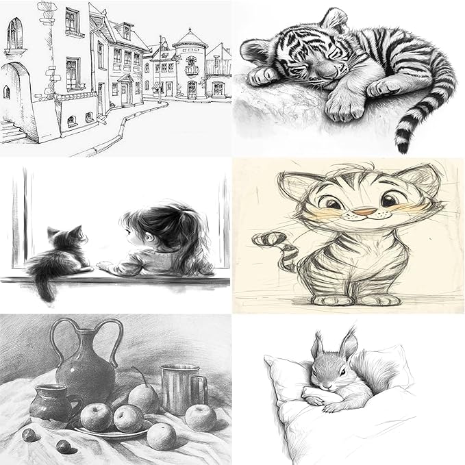 Sketching Pencil Set, Drawing Pen Charcoal Sketch Included Graphite Pencils, Charcoal Pencils, Paper Erasable Pen, 30pcs Total for Beginners Artist (First Sketch Pencil)
