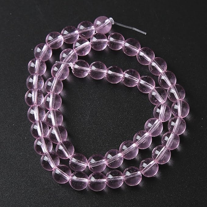 6mm 60pcs Smooth Rose Pink Glass Beads Quartz Crystal Round Loose Beads for Jewelry Making DIY Bracelet Necklace