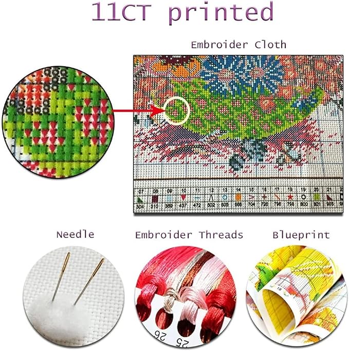 Redxing Stamped Cross Stitch Kits Full Range of Embroidery Starter Kits- Needlepoint Counted Cross Stitch Kits for Beginner Adults 11CT Printed Embroidery Kit-Romantic Night Stroll 16x20 inch