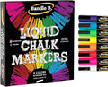 Bandle B. Chalk Markers - 8 Vibrant, Erasable, Non-Toxic, Water-Based, Reversible Tips. For Glass or Chalkboard Markers for Businesses, Restaurants, Liquid Drawing Chalk (Vibrant 6mm)