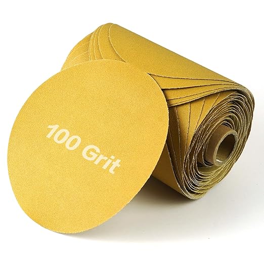 PSA Sanding Discs 6 Inch Adhesive Backed Sandpaper 100 Pack 100 Grit Self Adhesive Sanding Discs for DA Sander Self Stick for Wood, Auto Body Repair, Paint, Metal, and Plastic