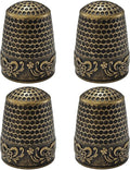 FR 4Pcs Sewing Thimbles, Metal Thimbles for Hand Sewing Finger Protector Knitting Needlework DIY Tools Bronze