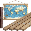 DACRI HOME 44" Magnetic Poster Hanger Frame - Sturdy Teak Wood Poster Frame, Strong Magnets for Safe Hanging Map Picture Print Scroll Wall Art 44x18 44x24 44x34 (44 Inch, Natural Wood)
