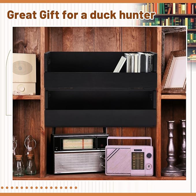 1 Set Wooden CD Storage Box Holder Shelf Cassette Tape Display Racks with Carrying Handles, Organizer Shelf for Movie Cases, DVDs, Each Set Can Store up to 36 Pcs CDs (Black)