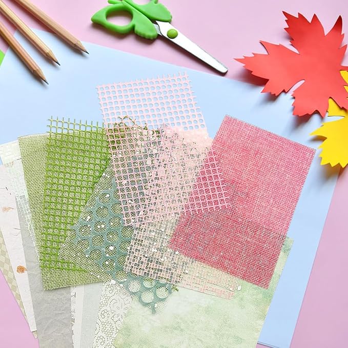 105 Sheets Scrapbook Paper Decorative Textured Paper, FineGood Mesh Fabric Assorted Set Craft Paper for Junk Journal Supplies Scrapbooking Planner Card Making