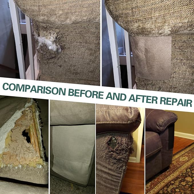 Azobur Couch Patch Repair Fabric,Microfiber Fabric, Self-Adhesive, for Sofa Repair and Upholstery, 2 Pieces, 9.5 x 11 inches (Gray)