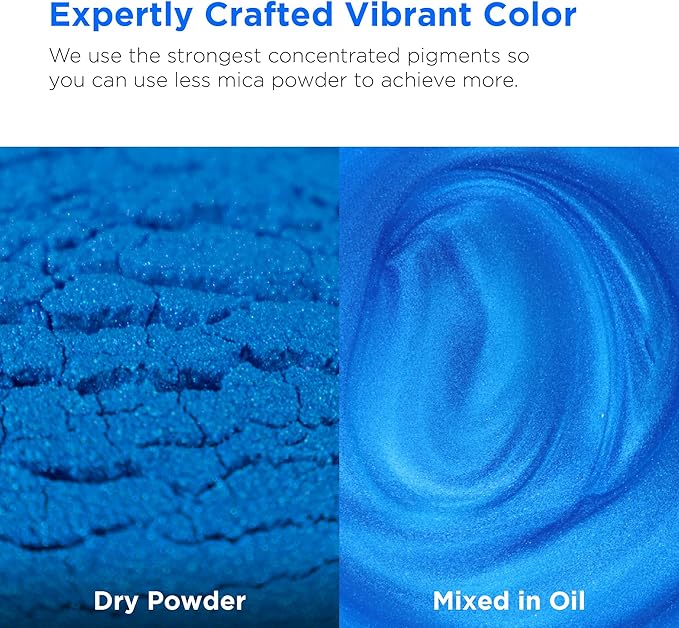 Rolio Premium Mica Powder - Blue Heart (50G / 1.76oz) - 1 Jar of Blue Pigment Powder for Epoxy Resin, Dye, Soap Making, Nail Polish, Paint, Candle Making, Bath Bombs, Slime