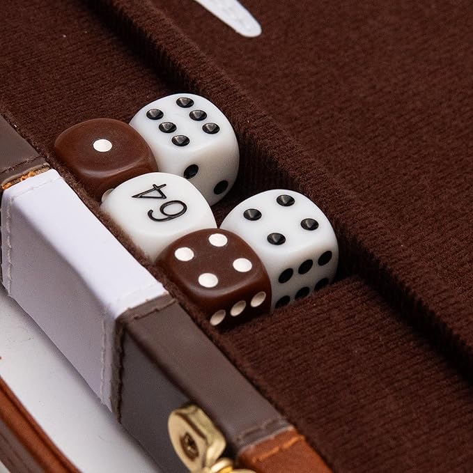 Backgammon Board Game, Deluxe Leather Like Case, Felt Interior, Brown, Classic Backgammon Game, Popular Board Game, Board Games (Small (11"))