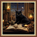 Funchey Stamped Cross Stitch Kits, DIY Cross Stitch Pattern for Adults Beginners Needlepoint Kits Embroidery Kit Arts and Crafts 11CT-Black Cat Book 18x18 inch