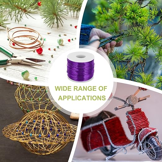 MECCANIXITY 18 Gauge Anodized Aluminum Craft Wire Bendable Bonsai Training Wire 492 Feet 1mm for Sculpting Crafts Wreath Floral Beading Jewelry Making, Purple
