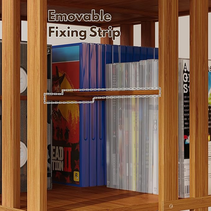 XIMN 360° Rotating Bamboo CD/DVD Shelf - 6-Tier Space-Saving Media Storage Cabinet for Movies, Organizer with Super Compact Design (Walnut, 2 Tier)