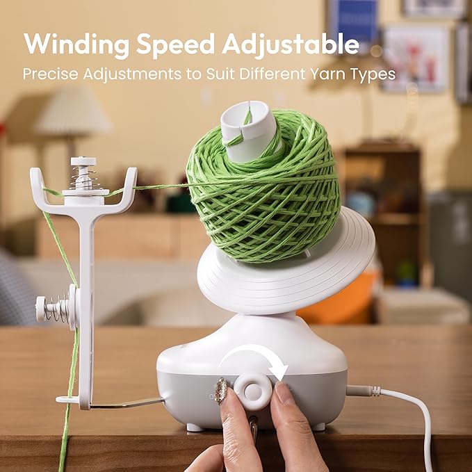 Etcokei Yarn Winder, Electric Yarn Ball Winder for Crocheting, Compact Yarn Cake Winder with Strong Tension Stepless Speed, Automatic Yarn Spinner Wool Winder, Ideal Helper for Knitting Lovers(White)