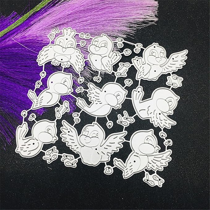 Cutting Dies Metal Stencils Scrapbooking Tools Flowers Lace Frame DIY Embossing Template for Paper Card Making Album Arts Crafts Supplies (9 Birds- 11x11cm)