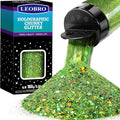 LEOBRO Green Glitter, 160g/5.64oz Light Green Chunky Glitter for Crafts, Resin, Body Nail, DIY Decorations