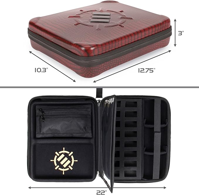 ENHANCE RPG Organizer Case - DnD Binder with Built-in Character Sheet Holder and Erasable Scribe Panel, Dice Rolling Area, Removable Pen Pouch, Miniature Foam Tray, Wrist Strap