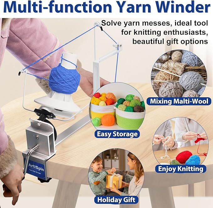 Large Capacity Yarn Winder, 15 oz Metal Ball Spinner for Crocheting & Knitting, Sturdy & Smooth for Easy Yarn Winding, Ideal for Knitting Enthusiasts