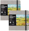 Funto Watercolor Journal, Square, 5.5x5.5, Portable 2-Pack, 48 Pages Each, Gray Cover, 110lb/230gsm, Art Supplies for Mixed Media