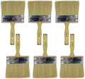 Paint Brush 5 inch, Shed and Fence Stain Block Brush with Screwed Handle for Decks, Walls and Heavy-Duty Painting Projects, Poly/Bristle Blended(6-Pieces)
