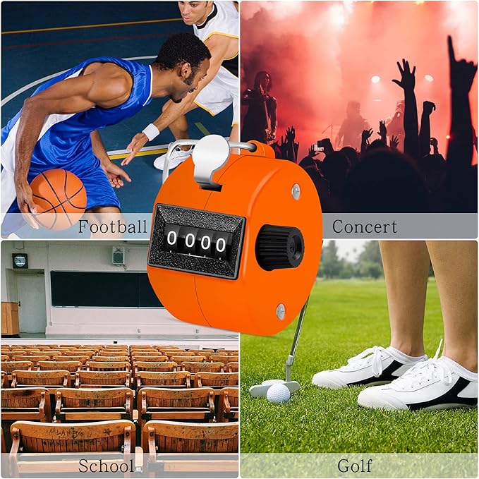 12 Pcs Hand Tally Counter 4-Digit Lap Counter Clicker, Manual Mechanical Handheld Pitch Click Counter with Finger Ring for School Golf & Knitting Row Croche