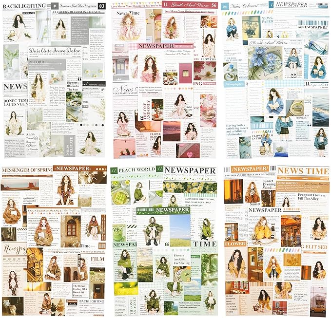 6Pcs Girl Sticker Book Set, Pre-Cut Scrapbook Kits for Journal Supplies DIY Crafting Planner, with Organizer