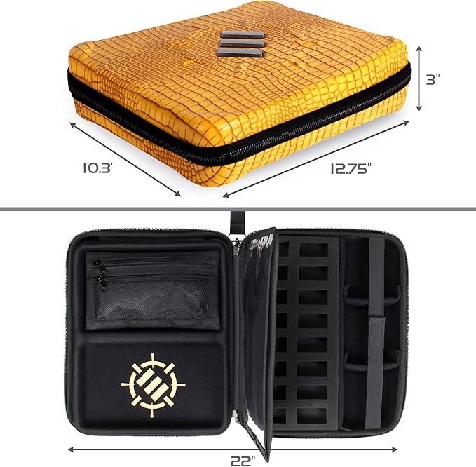 ENHANCE RPG Organizer Case - DnD Binder with Built-in Character Sheet Holder and Erasable Scribe Panel, Dice Rolling Area, Removable Pen Pouch, Miniature Foam Tray, Wrist Strap