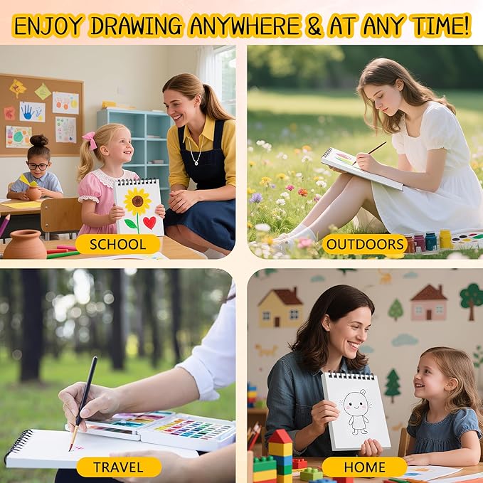 WINNER 5.5" x 8.5" Sketch Book, 4-Pack 400 Sheets Spiral Bound Art Sketchbook, 68lb/100gsm White Acid Free Drawing Pad, Painting Drawing Writing Sketch Pad for Kids, Adults, Teens, Girls & Boys