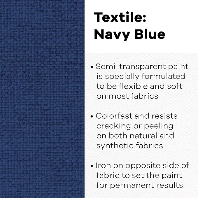 Jacquard Textile Paint 8 Oz Navy Blue for Clothes, Furniture Upholstery, Shoes or Tote Bags – Indoor & Outdoor