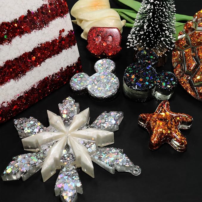 Ceya Holographic Chunky Glitter, 1 LB/ 16OZ Laser Red Bulk Craft Glitter Mixed Chunky Fine Glitter Bottled Metallic Flake Nail Sequins for Resin, Tumblers, Scrapbooking, Festival Decor, Art Project